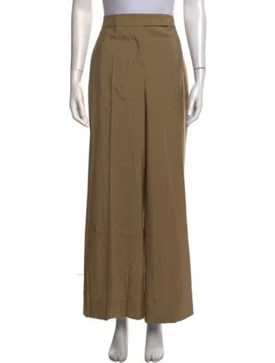 Pre-owned Max Mara Virgin Wool Wide Leg Pants In Brown