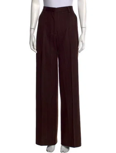 Pre-owned Max Mara Virgin Wool Wide Leg Pants In Brown