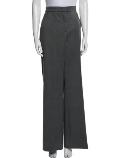 Pre-owned Max Mara Virgin Wool Wide Leg Pants In Gray