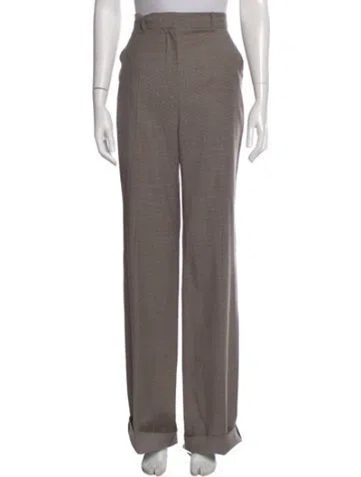 Pre-owned Max Mara Virgin Wool Wide Leg Pants In Gray