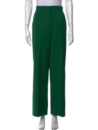 Pre-owned Max Mara Virgin Wool Wide Leg Pants In Green