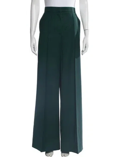 Pre-owned Max Mara Virgin Wool Wide Leg Pants In Green