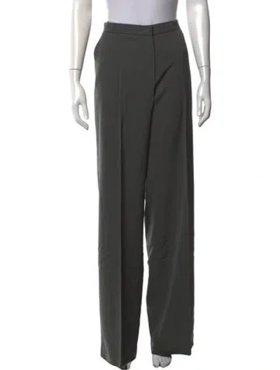 Pre-owned Max Mara Virgin Wool Wide Leg Pants In Green/grey