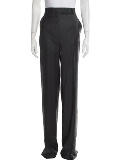 Pre-owned Max Mara Virgin Wool Wide Leg Pants In Grey