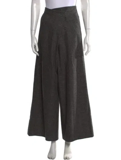 Pre-owned Max Mara Virgin Wool Wide Leg Pants In Grey