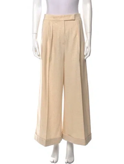 Pre-owned Max Mara Virgin Wool Wide Leg Pants In Neutral