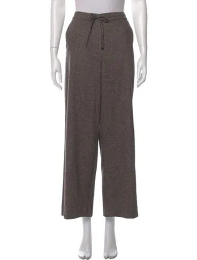 Pre-owned Max Mara Virgin Wool Wide Leg Pants In Neutral
