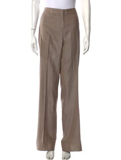 Pre-owned Max Mara Virgin Wool Wide Leg Pants In Neutral