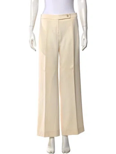 Pre-owned Max Mara Virgin Wool Wide Leg Pants In Neutral