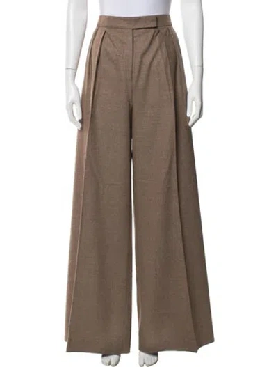 Pre-owned Max Mara Virgin Wool Wide Leg Pants In Neutrals