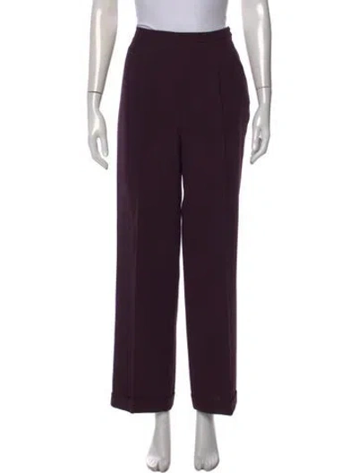Pre-owned Max Mara Virgin Wool Wide Leg Pants In Purple