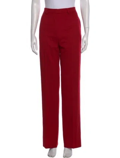 Pre-owned Max Mara Virgin Wool Wide Leg Pants In Red