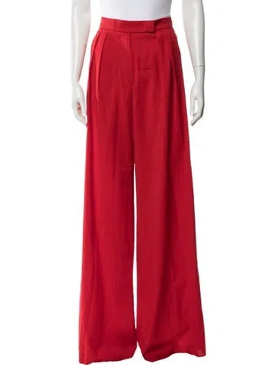 Pre-owned Max Mara Virgin Wool Wide Leg Pants In Red