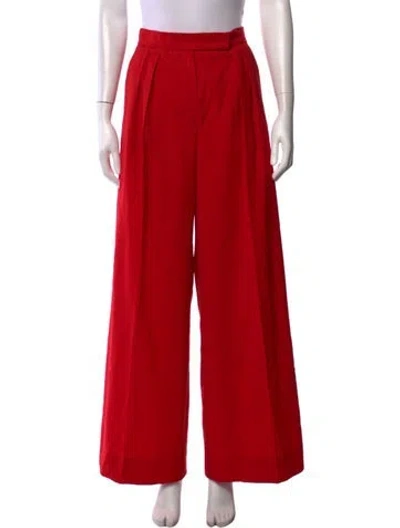 Pre-owned Max Mara Virgin Wool Wide Leg Pants In Red