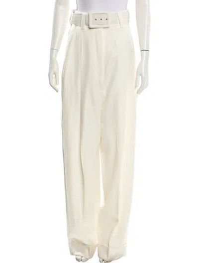 Pre-owned Max Mara Virgin Wool Wide Leg Pants W/ Tags In Neutral