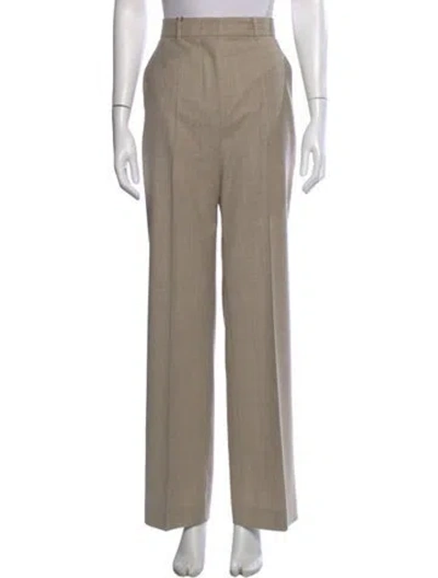 Pre-owned Max Mara Virgin Wool Wide Leg Pants W/ Tags In Neutral