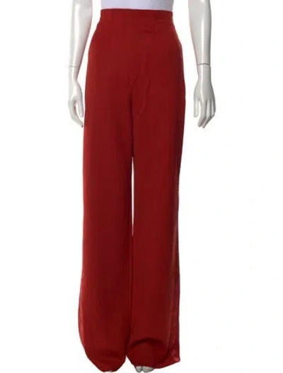 Pre-owned Max Mara Virgin Wool Wide Leg Pants W/ Tags In Red