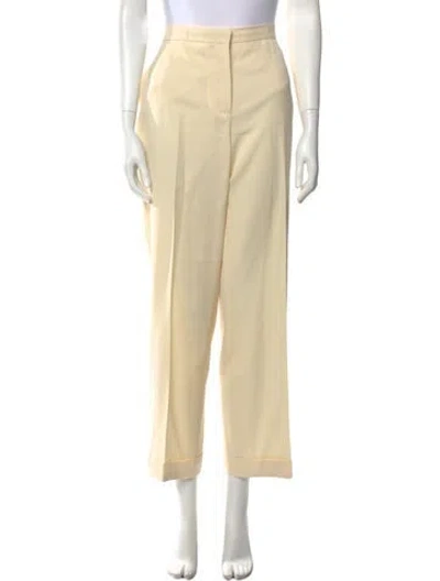 Pre-owned Max Mara Virgin Wool Wide Leg Pants In White