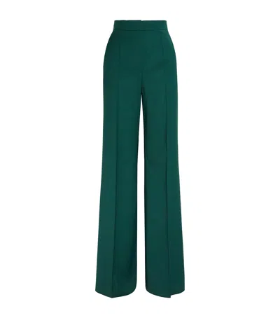 Max Mara Virgin Wool Wide-leg Trousers In Green