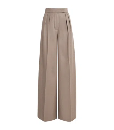 Max Mara Virgin Wool Wide-leg Trousers In Brown