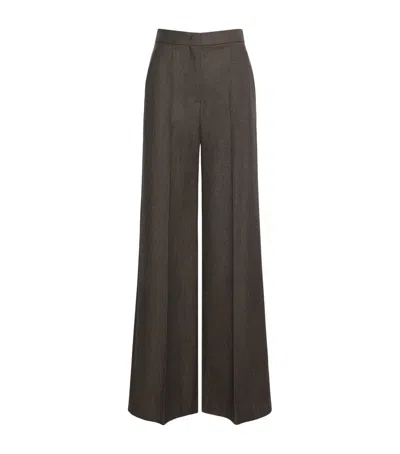 Max Mara Virgin Wool Wide Trousers In Black