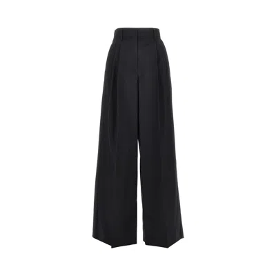 Max Mara Virgin Wool Wide-leg Pants In Black