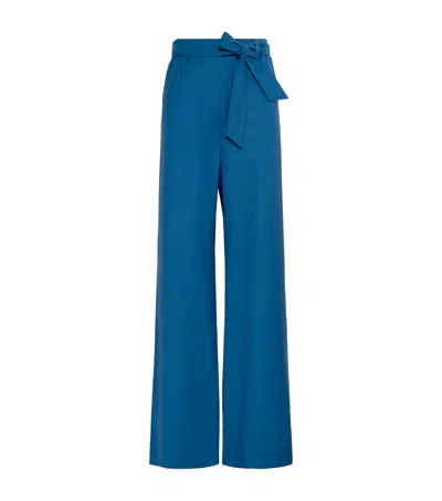 Max Mara Virgin Wool Wide-leg Trousers In Blue