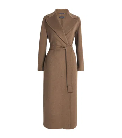 Max Mara Virgin Wool Wrap Coat In Brown