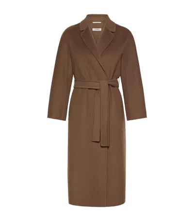 Max Mara Virgin Wool Wrap Coat In Brown