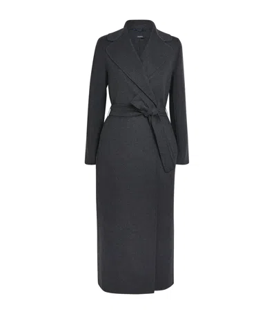 Max Mara Virgin Wool Wrap Coat In Gray