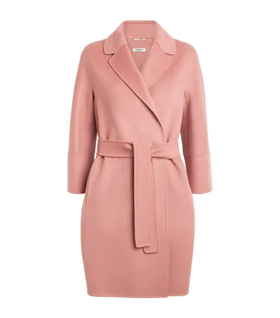 Max Mara Virgin Wool Wrap Coat In Nude