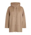 Max Mara Virgin Wool Zip-up Hoodie In Brown