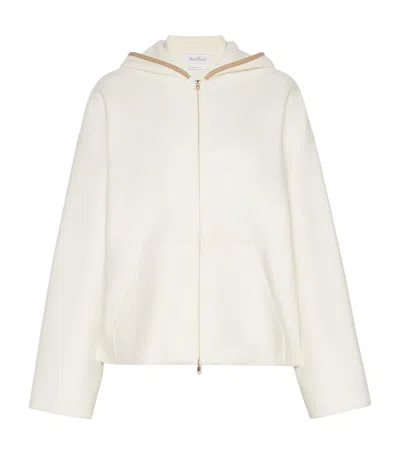 Max Mara Virgin Wool-blend Zip-up Hoodie In White