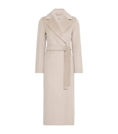Max Mara Virgin Wool-cashmere Belted Coat In Neutral