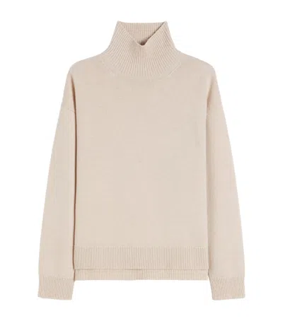 Max Mara Virgin Wool-cashmere Sweater In White