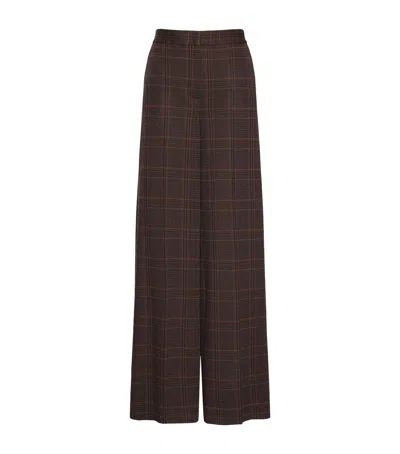 Max Mara Virgin Wool-cotton Trousers In Burgundy