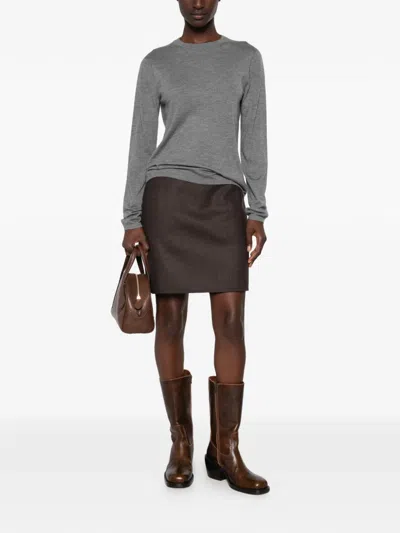 Max Mara Virgin-wool Skirt In Gray
