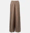 Max Mara Vischio Printed Silk Satin Wide-leg Pants In Brown