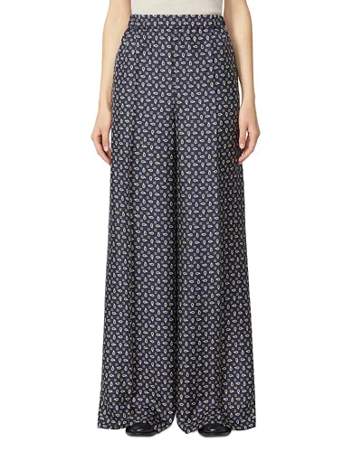 Max Mara Vischio Wide Leg Silk Pants In Blue