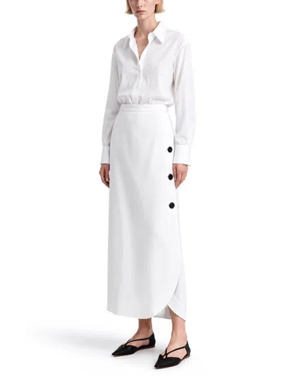 Max Mara Viscose And Linen Canvas Skirt In White
