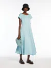 Max Mara Viscose And Linen Satin Dress In Water