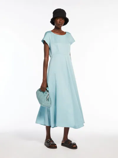 Max Mara Viscose And Linen Satin Dress In Water