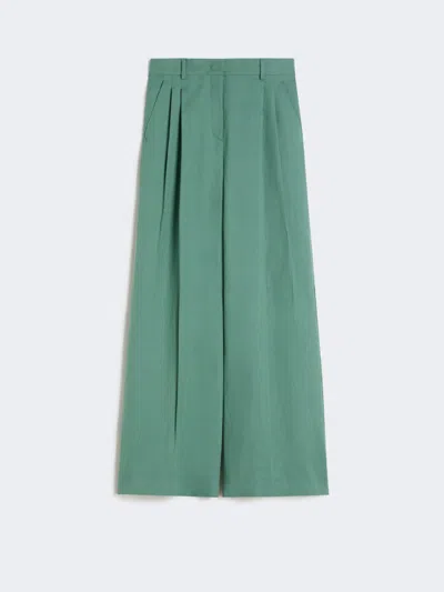 Max Mara Viscose And Linen Wide-leg Trousers In Green
