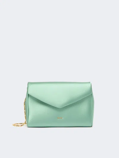 Max Mara Viscose And Silk Satin Clutch Bag In Green