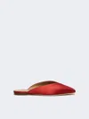 Max Mara Viscose And Silk Satin Mules In Red