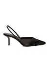 Max Mara Viscose And Silk Satin Slingbacks In Black