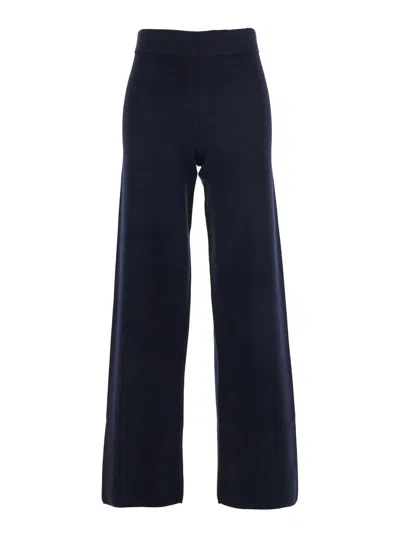 Max Mara Viscose Blend Elastic Waist Trousers In Blue