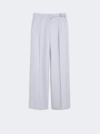 Max Mara Viscose-blend Gabardine Yoke-detail Trousers In Gray