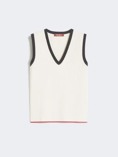Max Mara Viscose-blend Yarn Tank Top In White
