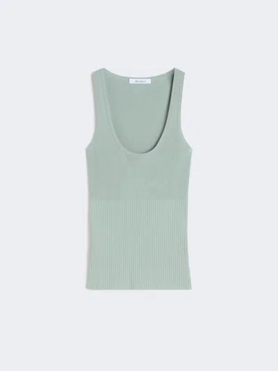 Max Mara Round Neck Sleeveless Vest In Green